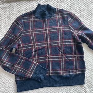 American Eagle Plaid Mock Neck Sweater